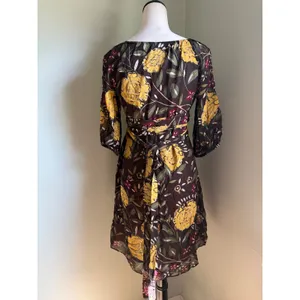 Christiane Celle‎ Calypso St Barth Silk Floral Mini Dress Brown Yellow S boho thumbnail 5