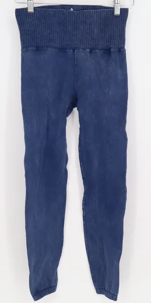 Free People Movement Good Karma Leggings Navy Acid Wash High Rise M/L thumbnail 1