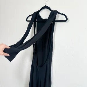 Reformation‎ | NWT Portia Scarf High Draped Neck Open Cowl Back Midi Dress Black thumbnail 5