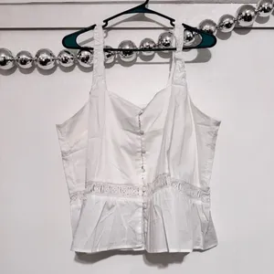 Djerf Avenue Airy Poplin Buttoned Top White Lace thumbnail 7