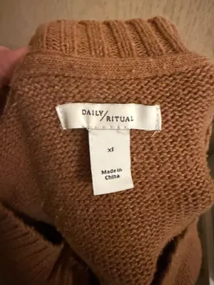 Daily Ritual High-Low Crewneck Sweater XL Camel Brown thumbnail 3