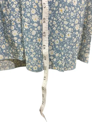 Manydress Blue Floral Midi Dress Flutter Sleeve Tie Waist Cottagecore Boho XL thumbnail 4