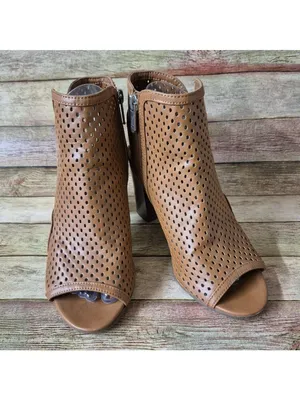 Circus by Sam Edelman Brown Block Heeled Zip Up Ankle Boots Size 7.5 Peep Toe thumbnail 2