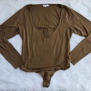 Good American -480 NWOT - STRETCH JERSEY U‎ RING BODYSUIT Beige Size 5 / 2XL thumbnail 5
