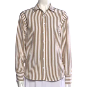 Reformation Striped Button-Up Shirt tan cream thumbnail 2