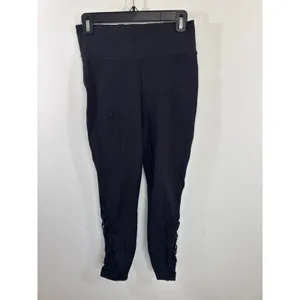 Lululemon Black High Rise Macrame Lattice Leggings Size‎ 8 Yoga Workout Pants thumbnail 2
