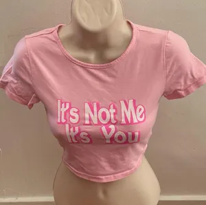 Pink “It’s Not Me It’s You” crop top, size S Barbiecore boho Y2K western beach thumbnail 1