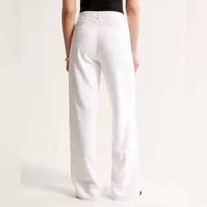 Abercrombie & Fitch White Sloane Linen Blend Pants thumbnail 3