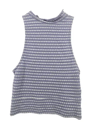 Free People Tank Top Womens XS Purple Striped Mock Neck Textured Knit Sleeveless thumbnail 1