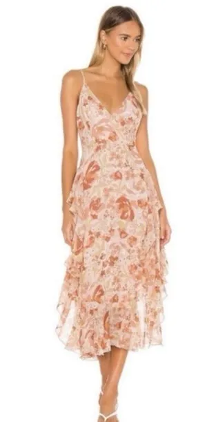 Revolve Bardot Rochelle Flutter dress in retro thumbnail 1