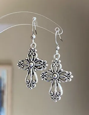 Handmade vintage antique goth cross earrings✝️ thumbnail 3