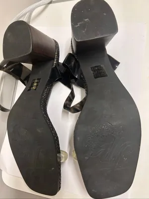 Free People Natal Ankle Snake Skin Block Heel Sandals Size 10 Clear thumbnail 14