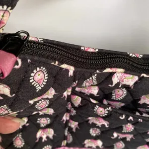 Vera Bradley Elephant Print Black Pink Purse Handbag‎ Paisley Vintage Shoulder thumbnail 7