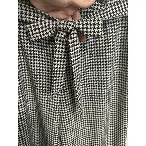 BeBop Black White Plaid Tie Front Wide Leg Pant M, Casual Travel Office Comfort thumbnail 2