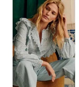 Sézane 💕💕 Irma Shirt ~ Light Blue/Ecru FR 34 = US 2 thumbnail 2