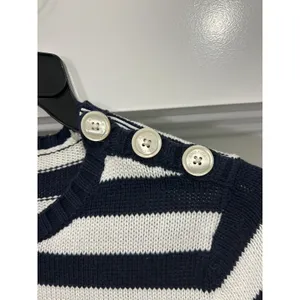 American Living Knit Sweater Striped Blue White 3/4 Sleeve Nautical Coast Sz XL thumbnail 3