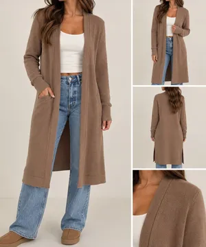 Abercrombie & Fitch Cardigan XS Brown Soft A&F Cozy Longline Sweater thumbnail 2
