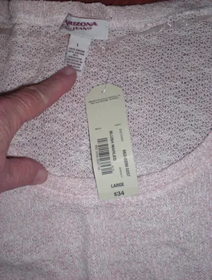 ARIZONA -Long sleeve tunic top - large - blush marked shirt - nwt thumbnail 3