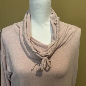 PRANA Cowl Neck Hoodie Sweater Pink Tencel Performance‎ Outdoor Womens Large thumbnail 3