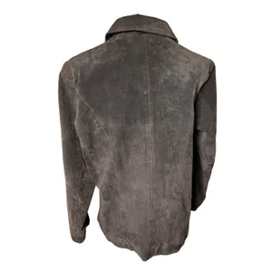 Brown Suede Leather Zip‎ Jacket Collared 90s Minimalist Relativity Women M thumbnail 3