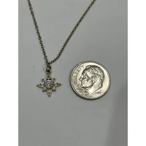 SILVER tone star with gems charm‎ necklace thumbnail 4