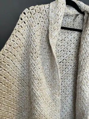 Handmade Crochet Wrap Shawl Cardigan Heather Beige thumbnail 4