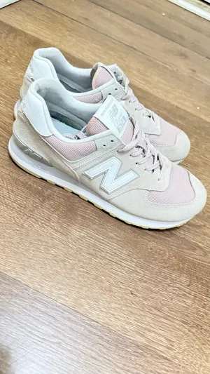 New Balance 574 Classic Women Size 9.5 Running Shoes Pink Leather Lace Up thumbnail 3