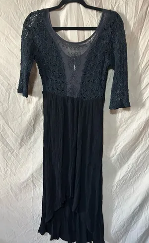 FREE PEOPLE Black Midi Dress "Lonesome Dove" Size 6 thumbnail 1