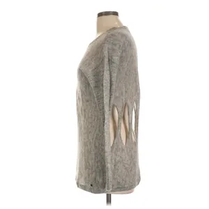 One Grey Day Alpaca Merino Wool Blend Back Cutout Sweater Gray Size L thumbnail 4