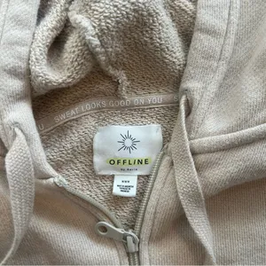 Aerie Offline Cropped Full Zip in Tan thumbnail 3