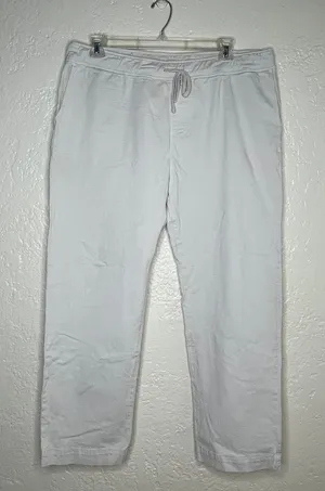 American Giant‎ Womens XXL White Cotton Blend Drawstring Straight Leg Pants USA thumbnail 1