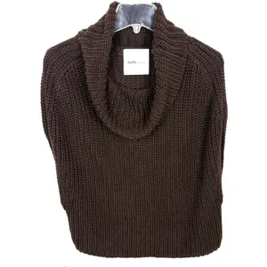 525 America Cate Cotton Sleeveless Turtleneck Sweater Chocolate Brown Size Small thumbnail 2