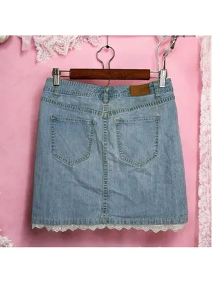 Tommy Hilfiger Y2K Low Rise Lace Trim Denim Mini Skirt Size 4 thumbnail 3