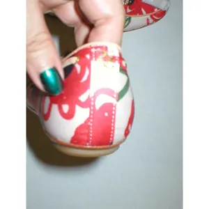 New Womens Authentic Coach Flats Satin Leather 5.5 6 Red Ivory Tassels Shoes Log thumbnail 8