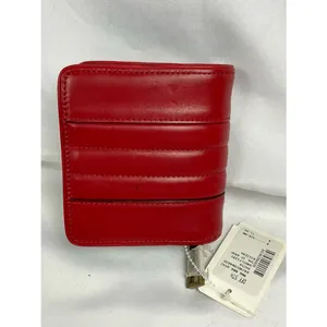 L.A.M.B. Leather Compact Wallet Red Zip Around Gold Logo Plate New NWT thumbnail 8