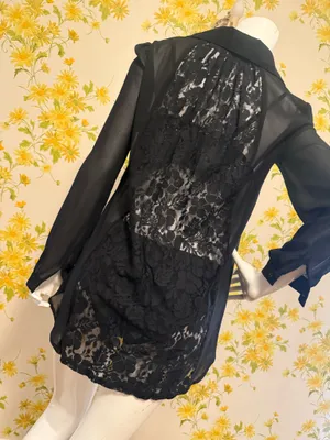TCEC Black Sheer Button-Up Blouse size S/M thumbnail 4