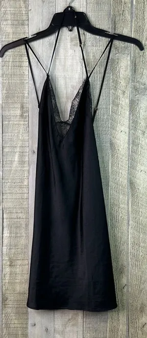 Victoria’s Secret Small Black Lace Satin Cami Slip Nighty Dress Adjustable Strap thumbnail 1