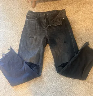 Black American Eagle Jeans Ripped High-Rise baggy thumbnail 1