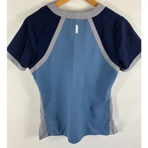 Greys Anatomy Active Short Sleeve Blue Color Block Scrub Top Size Small thumbnail 4
