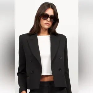 Equipment Femme Ori Black Double-Breasted Jacket thumbnail 5
