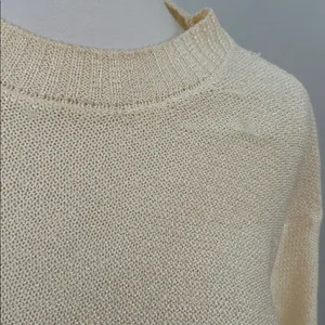 Anthropologie Worn Cream Short Sleeve Knit Crop Top thumbnail 2