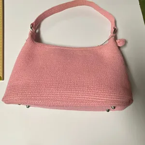 Betmar pink woven satchel or top handle bag. thumbnail 3