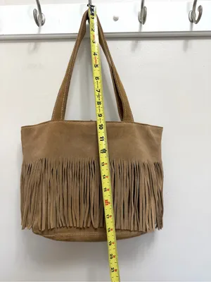 Suede Leather Fringe Shoulder Bag Tan thumbnail 7