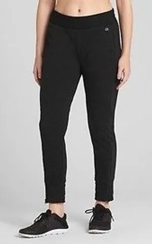 Gap‎ GapFit All Elements Fleece Joggers Women Medium Black Zip Hem Athleisure thumbnail 1