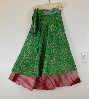 Reversible Maxi Wrap Skirt BINS610 Green thumbnail 1