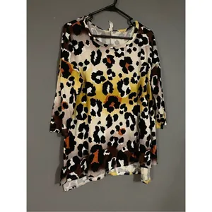 Honeyme Leopard Print Autumn Long Sleeve Tunic Top Size Small NWOT thumbnail 2