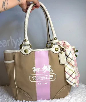 y2k COACH 2008 11791 Heritage Striped Tote Handbag thumbnail 1