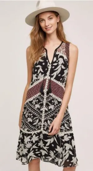 Anthropologie Floreat Embroidered Grasslands Midi Dress – Floral – Size Small thumbnail 1
