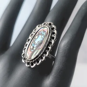 Vintage Ring Abalone Inlay Ring Statement Ring thumbnail 2