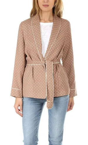 Frame Smoking Jacket Womens Medium Brown White‎ Polka Dot Belted Career Preppy thumbnail 1